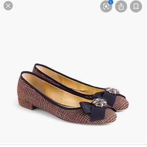 J.Crew Plaid Bow Flats Rust/Navy 8.5